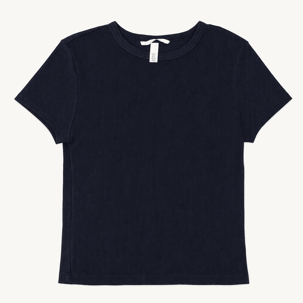 H&M 골지 반팔 티셔츠 네이비