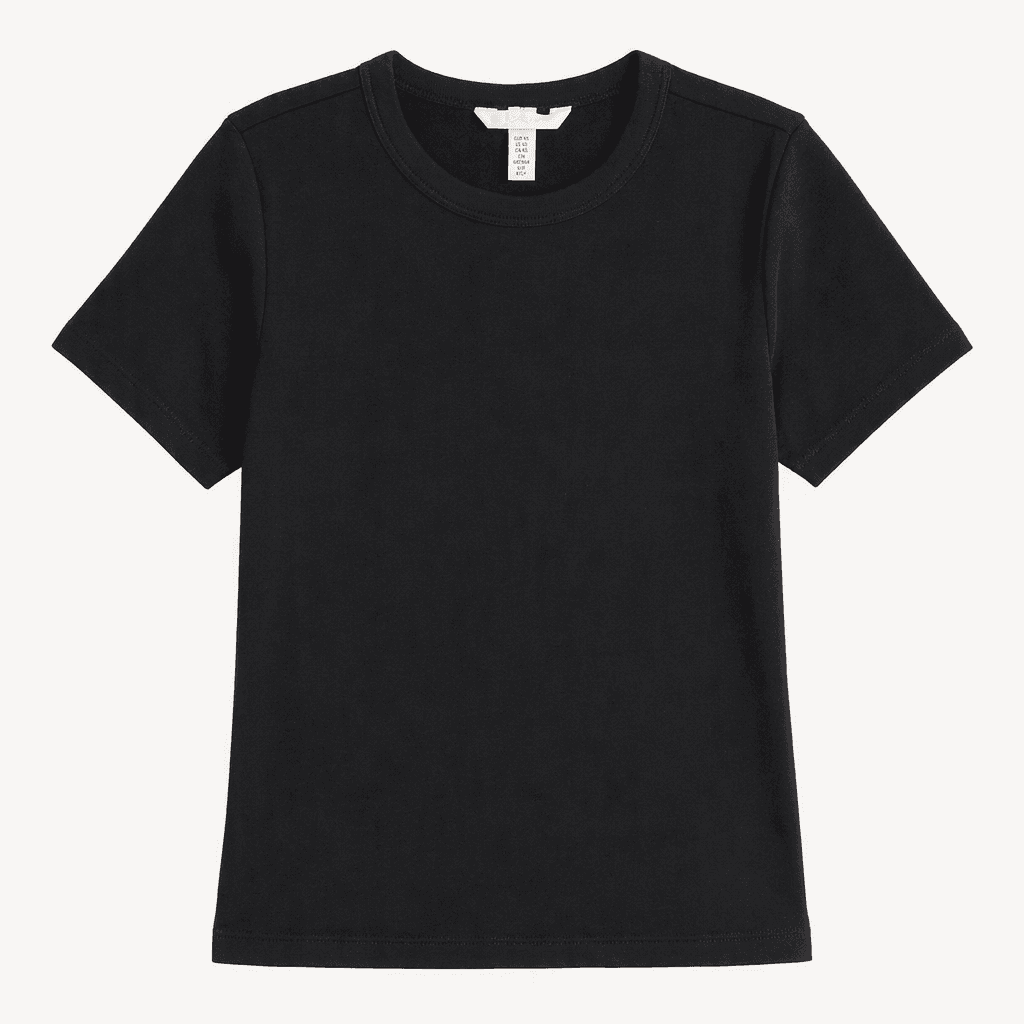 H&M 블랙 라운드넥 반팔 티셔츠