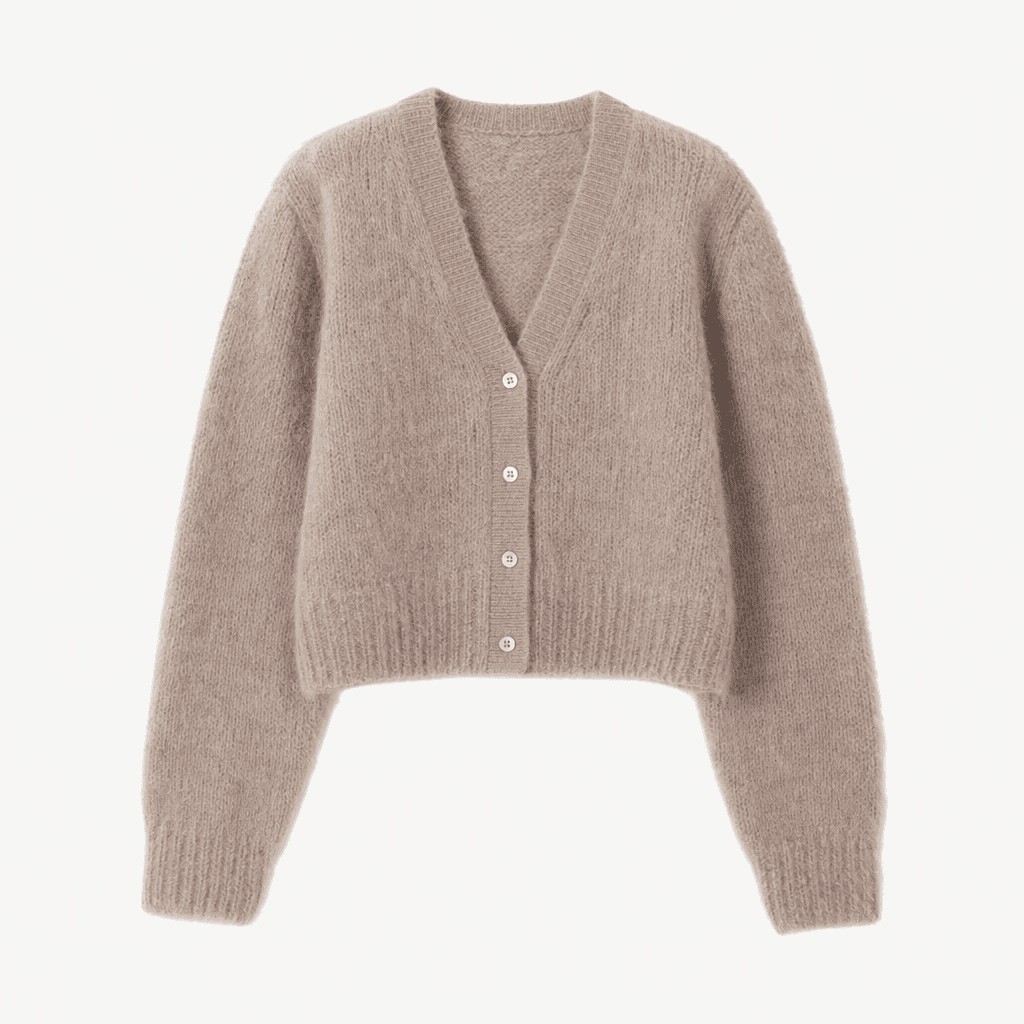 아모멘토 그랜마가디건 핑크 착용컷