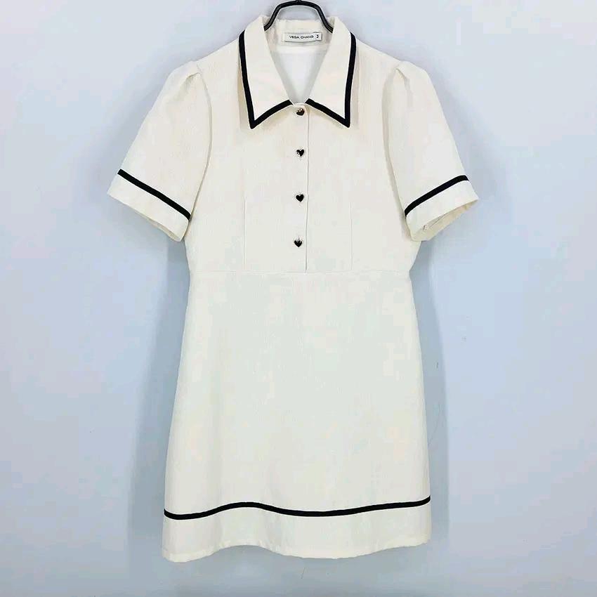 VEGA CHANG 여성 춘하 반팔미니원피스 아이보리 (HU47186) 2