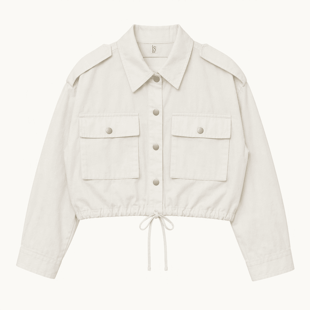 Fashion 화이트 크롭 사파리 야상 자켓