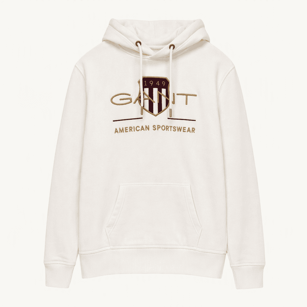 GANT 간트 로고 자수 후드 티셔츠 아이보리