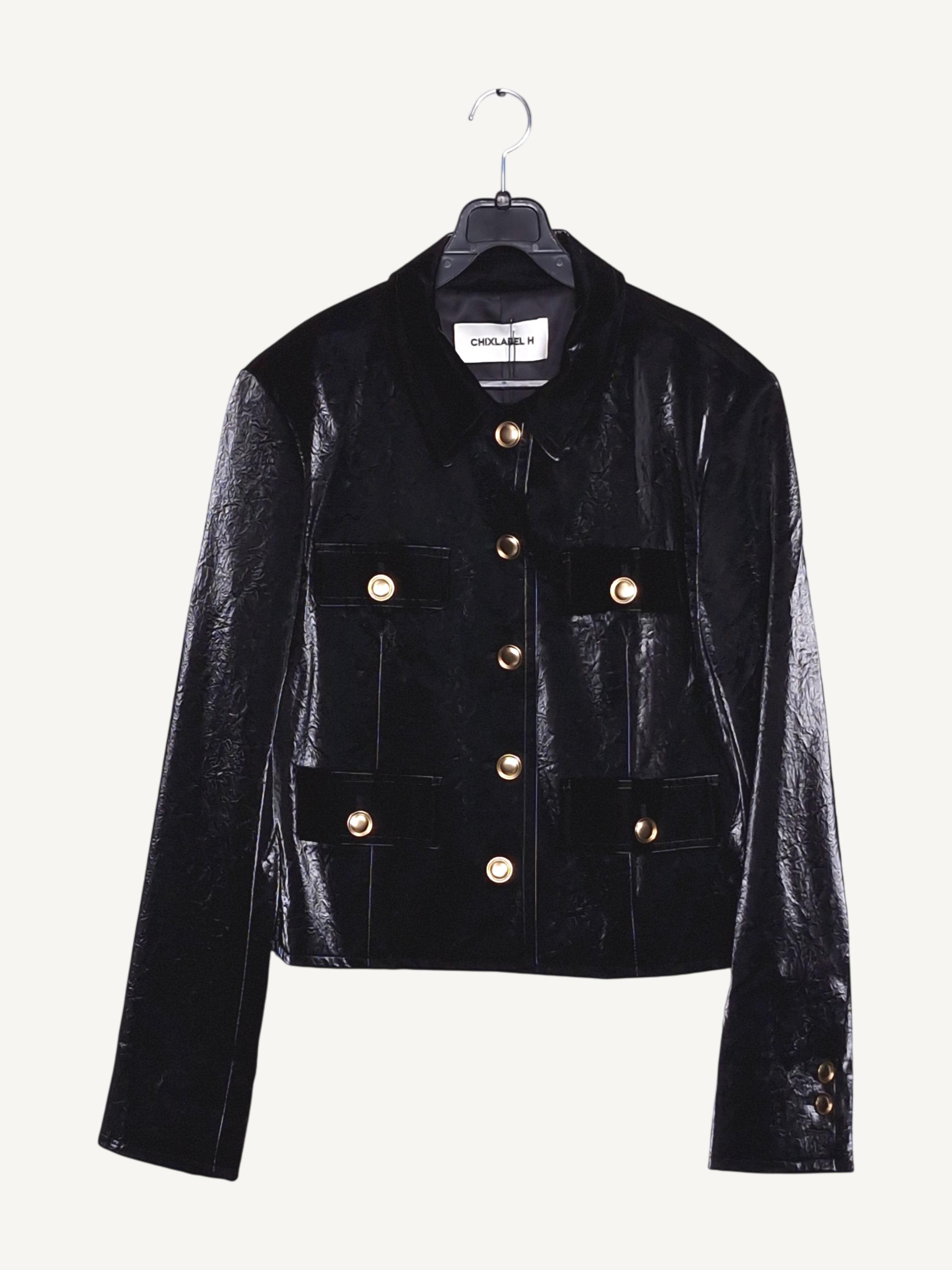 칙스라벨 CHIXLABEL 검정 글로시 자켓 M (새상품) [A1149] 2