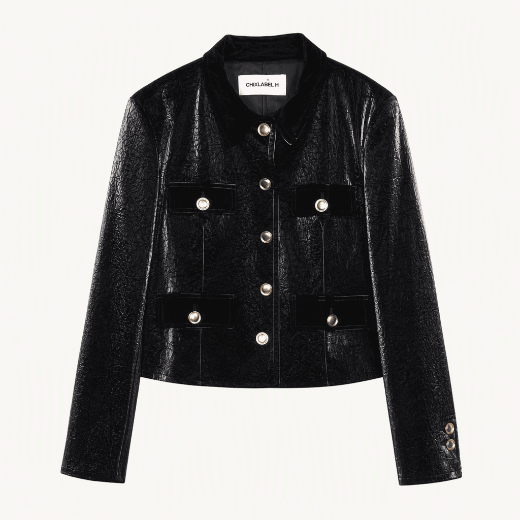 칙스라벨 CHIXLABEL 검정 글로시 자켓 M (새상품) [A1149]