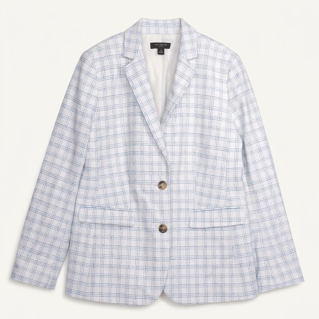 앤테일러 Ann Taylor 하늘색 트위드 자켓 8P [A1153] 착용컷