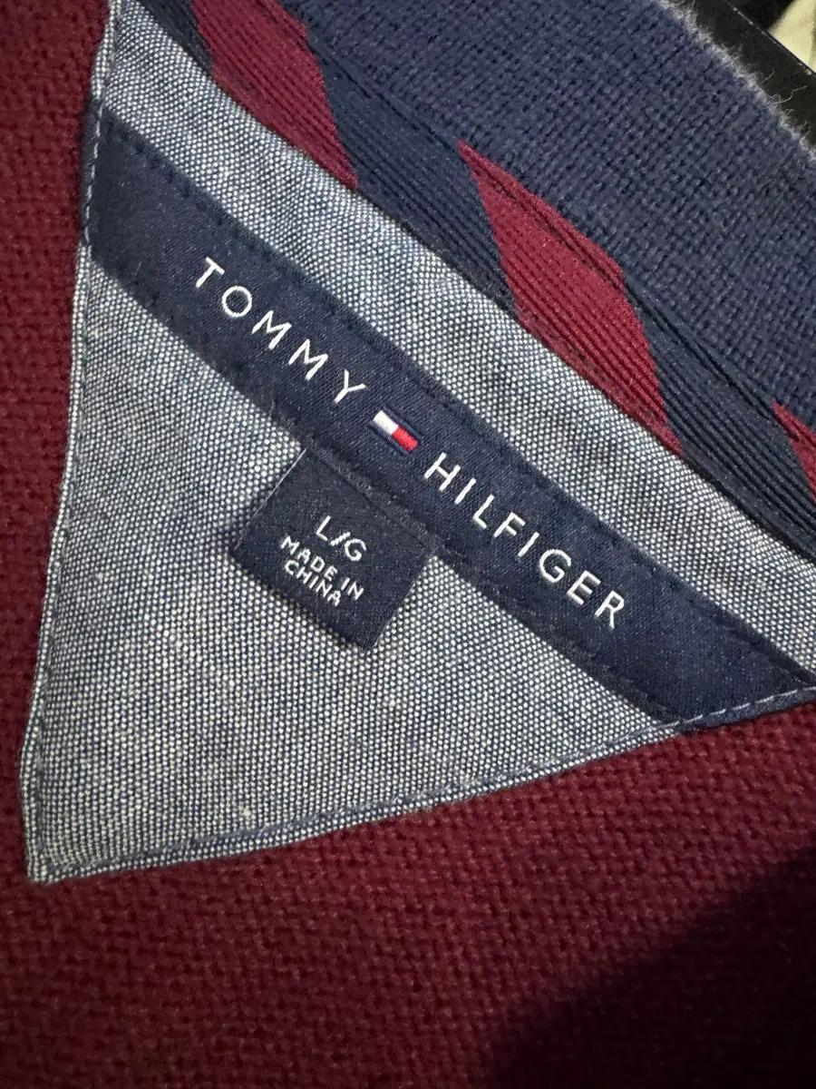 타미힐피거 스트라이프 코튼 프레피 가디건 L 레드 4