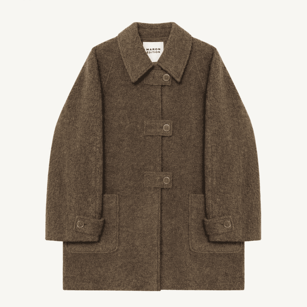 마론에디션(Brown Melange Half Coat)부클 코트 브라운 FREE