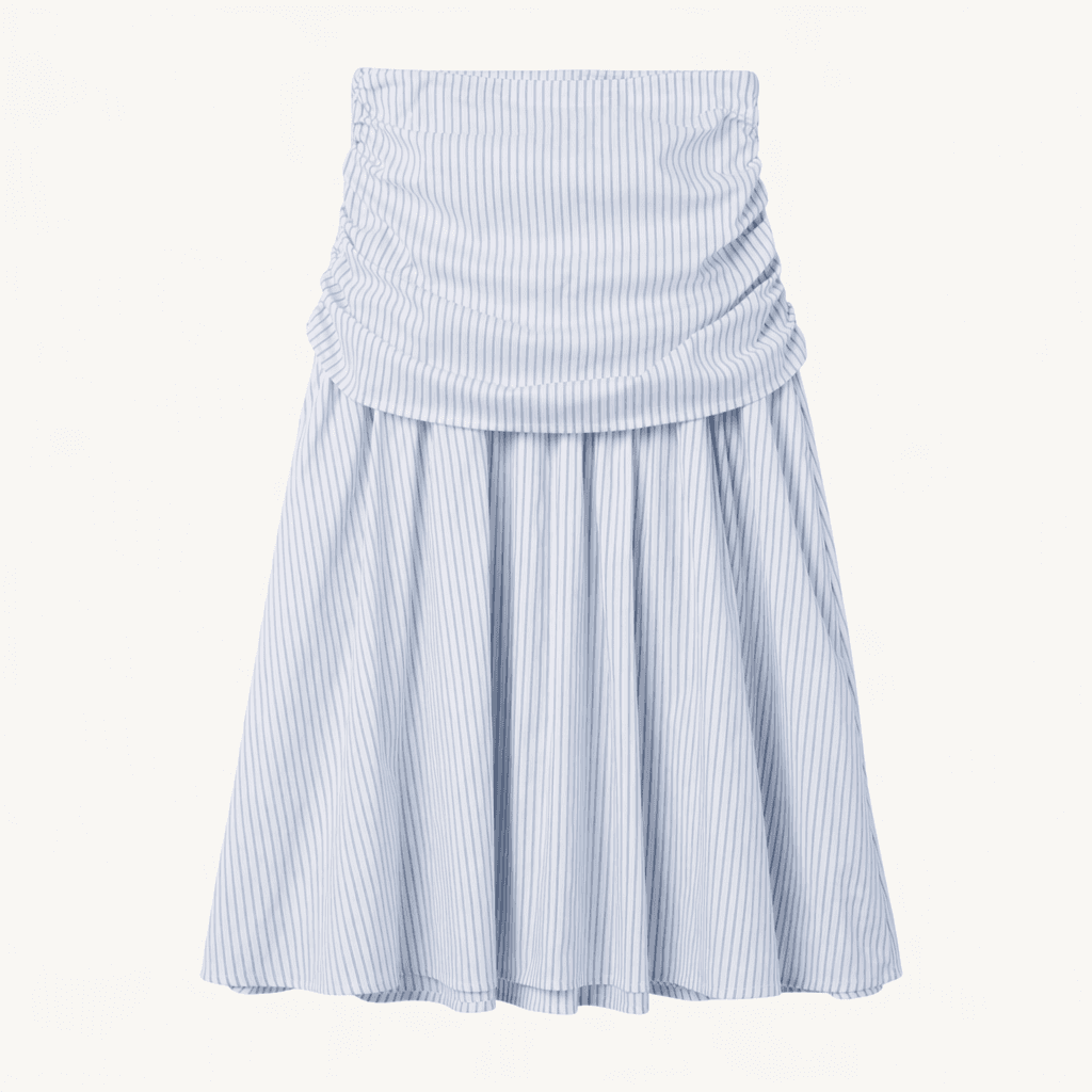 smoothmood 스무드무드 스트라이프 셔링 Skirt Blue Strip