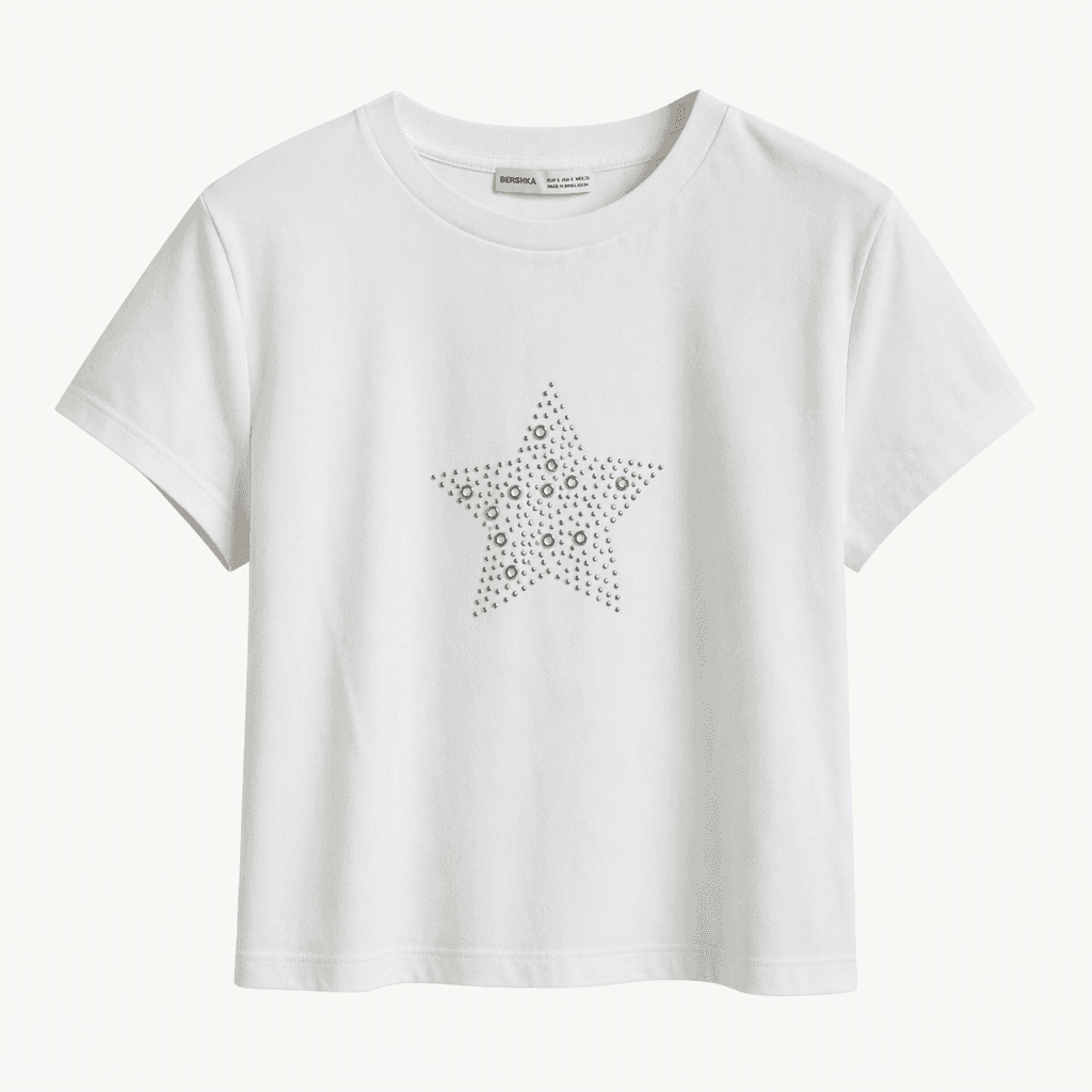 Bershka 버쉬카 별 스터드 반팔 티셔츠  착용컷