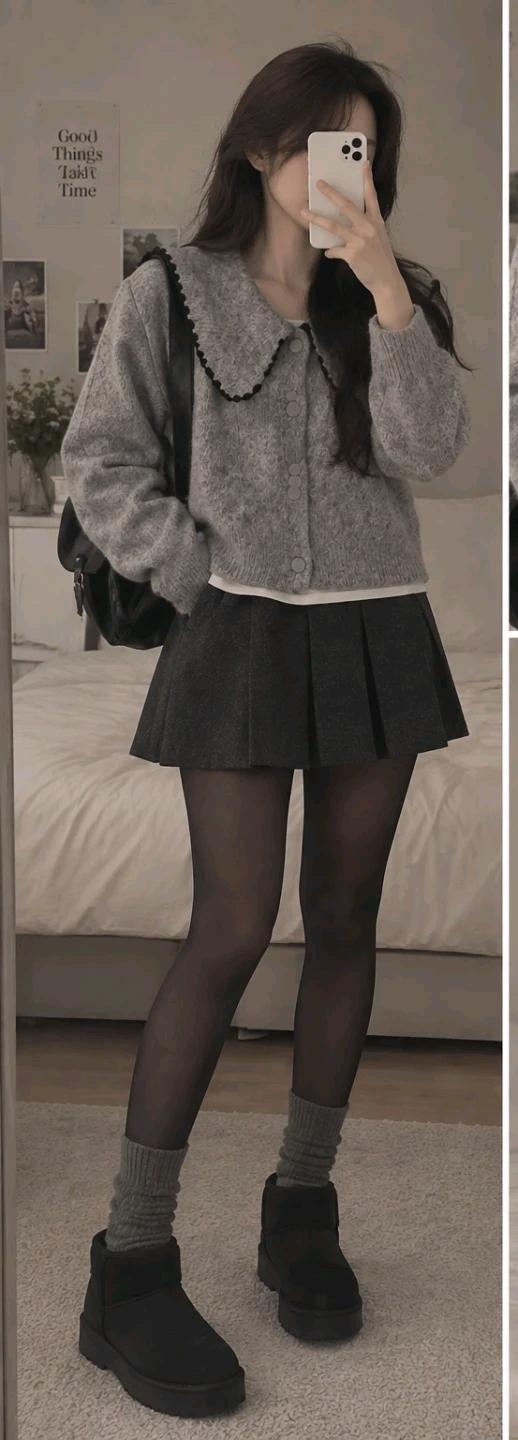 랭앤루 프릴 카라 가디건 그레이 프리 2