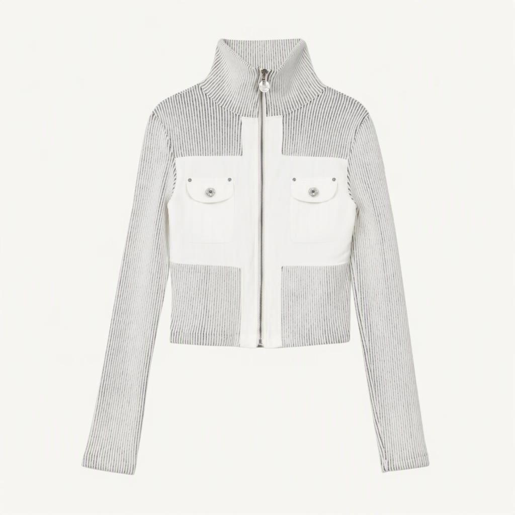 Cross Cargo Contrast Cardigan Ivory S size