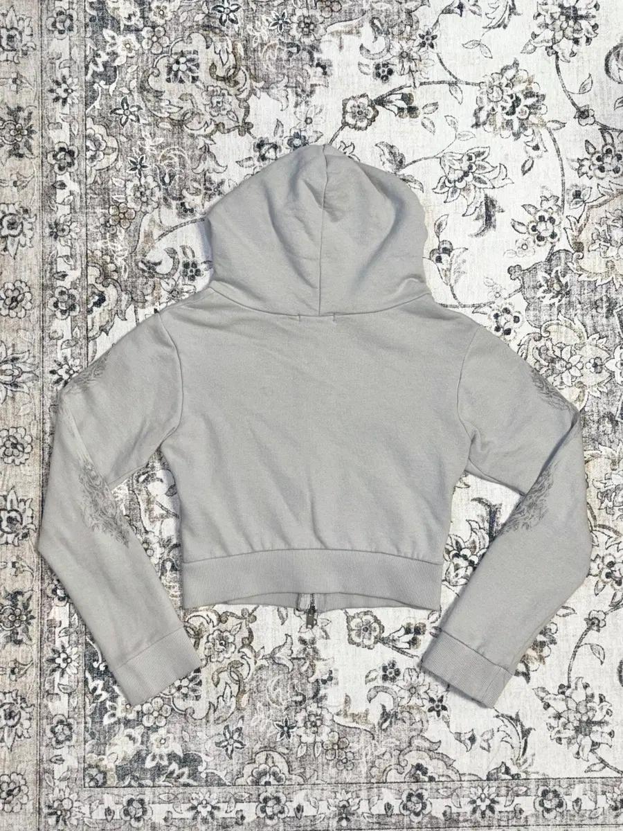 Skully crop hoodie zip-up Gray 4