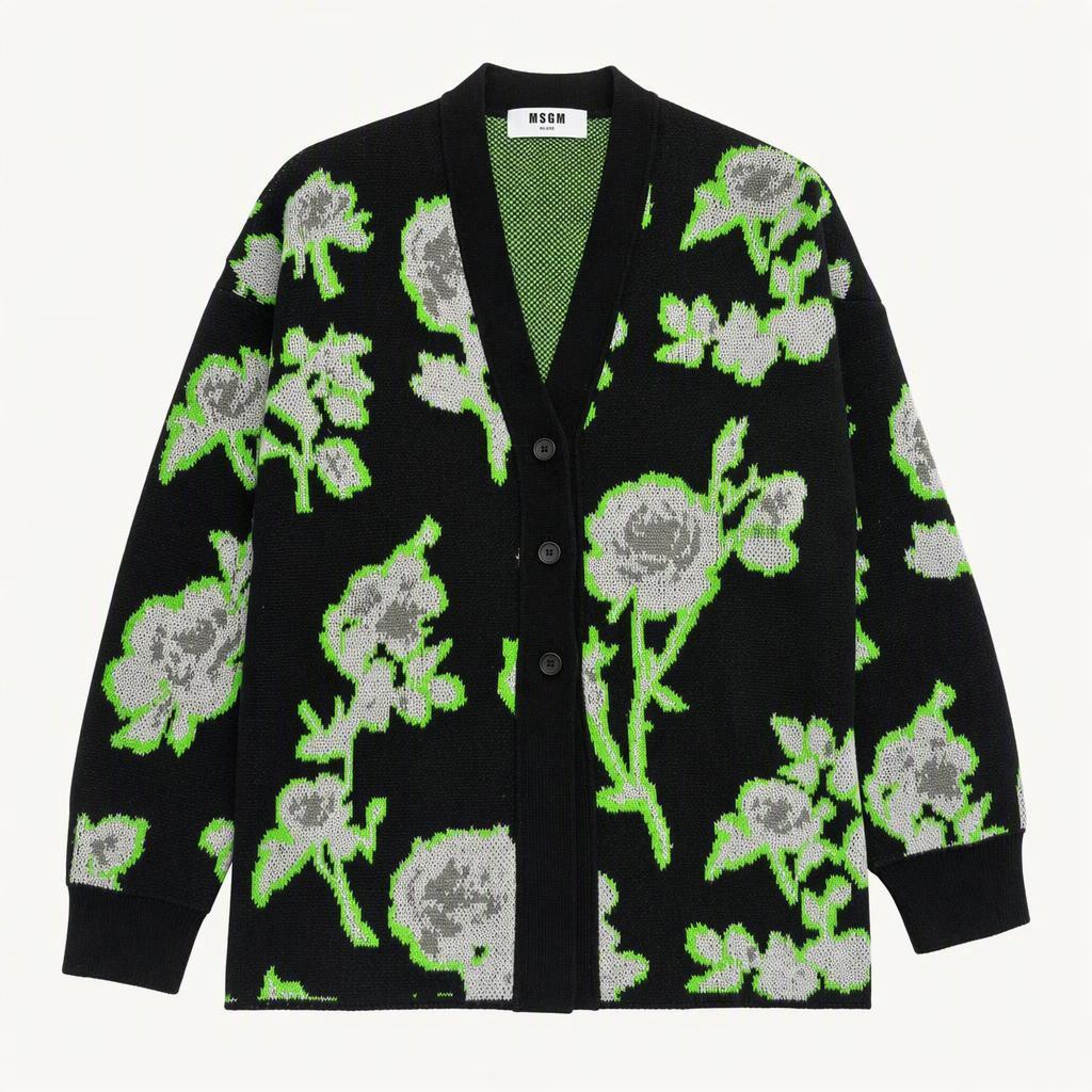 MSGM 플라워 패턴 니트 카디건 블랙