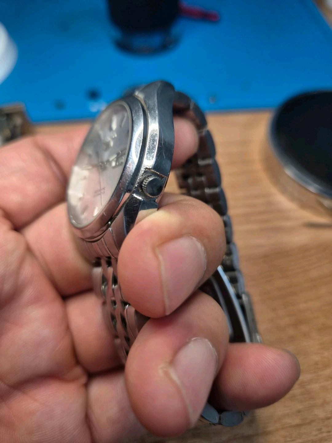 세이코5 오토매틱 실버 메탈 시계 37.2mm 3