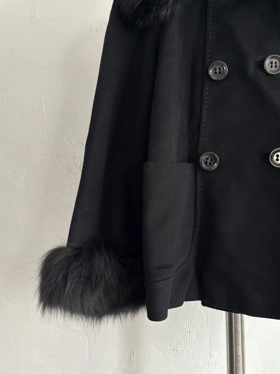 Sportmax 스포츠막스 블랙 퍼 카라 더블 코트 9