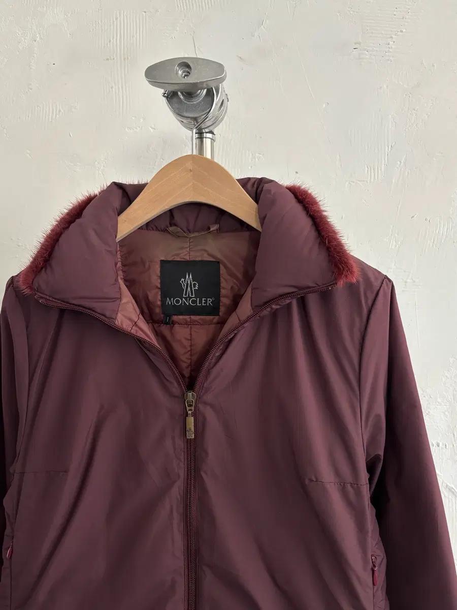 Moncler 몽클레르 90s 버건디 퍼 트리밍 집업 자켓 6