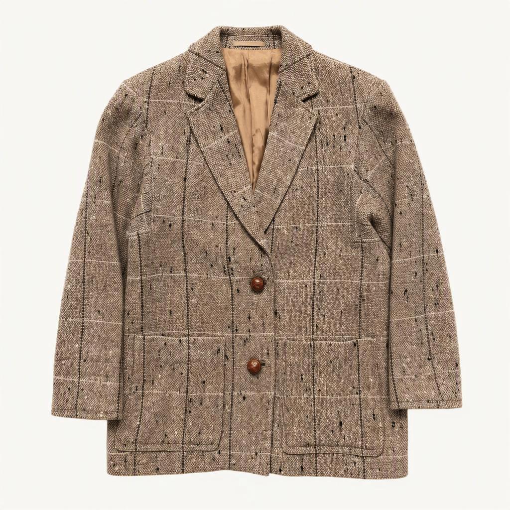 Burberry 버버리 브라운 체크 헤링본 트위드 테일러드 블레이저