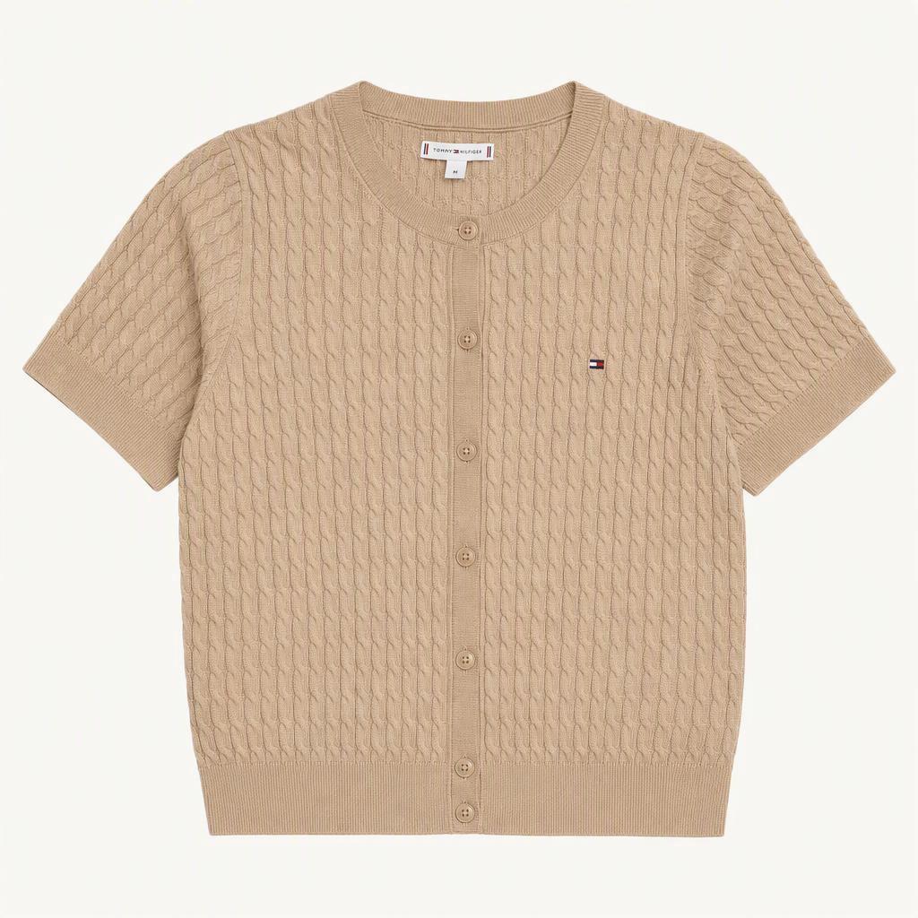 TOMMY HILFIGER 케이블 반팔 가디건 M 착용컷