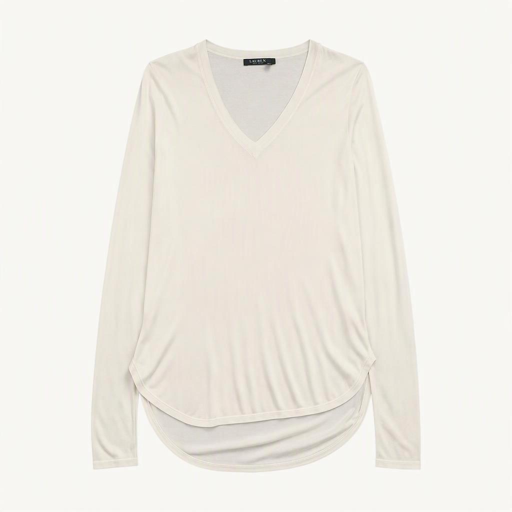 LAUREN RALPH LAUREN 브이넥 실크니트