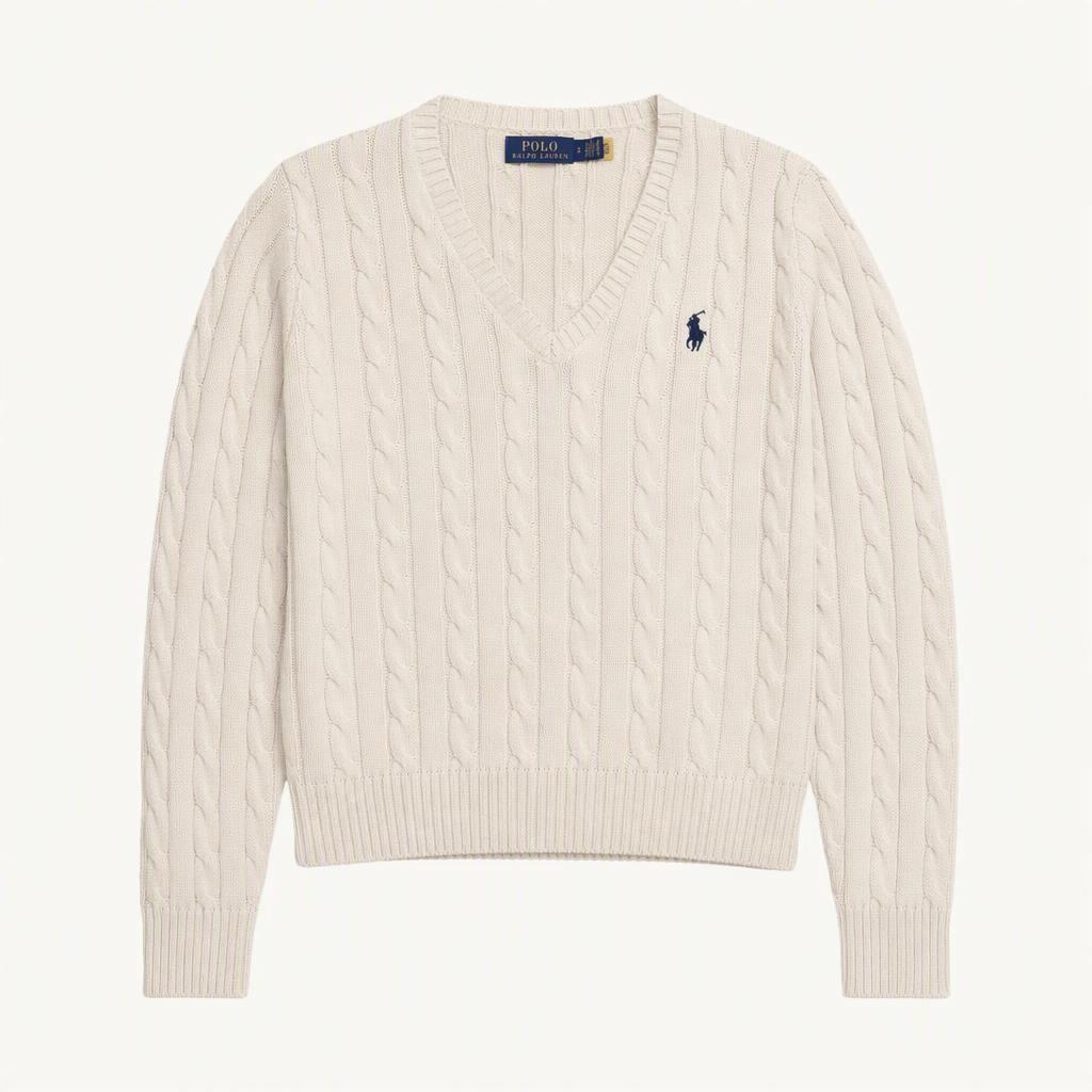 POLO BY RALPH LAUREN 우먼 케이블 브이넥 니트 S