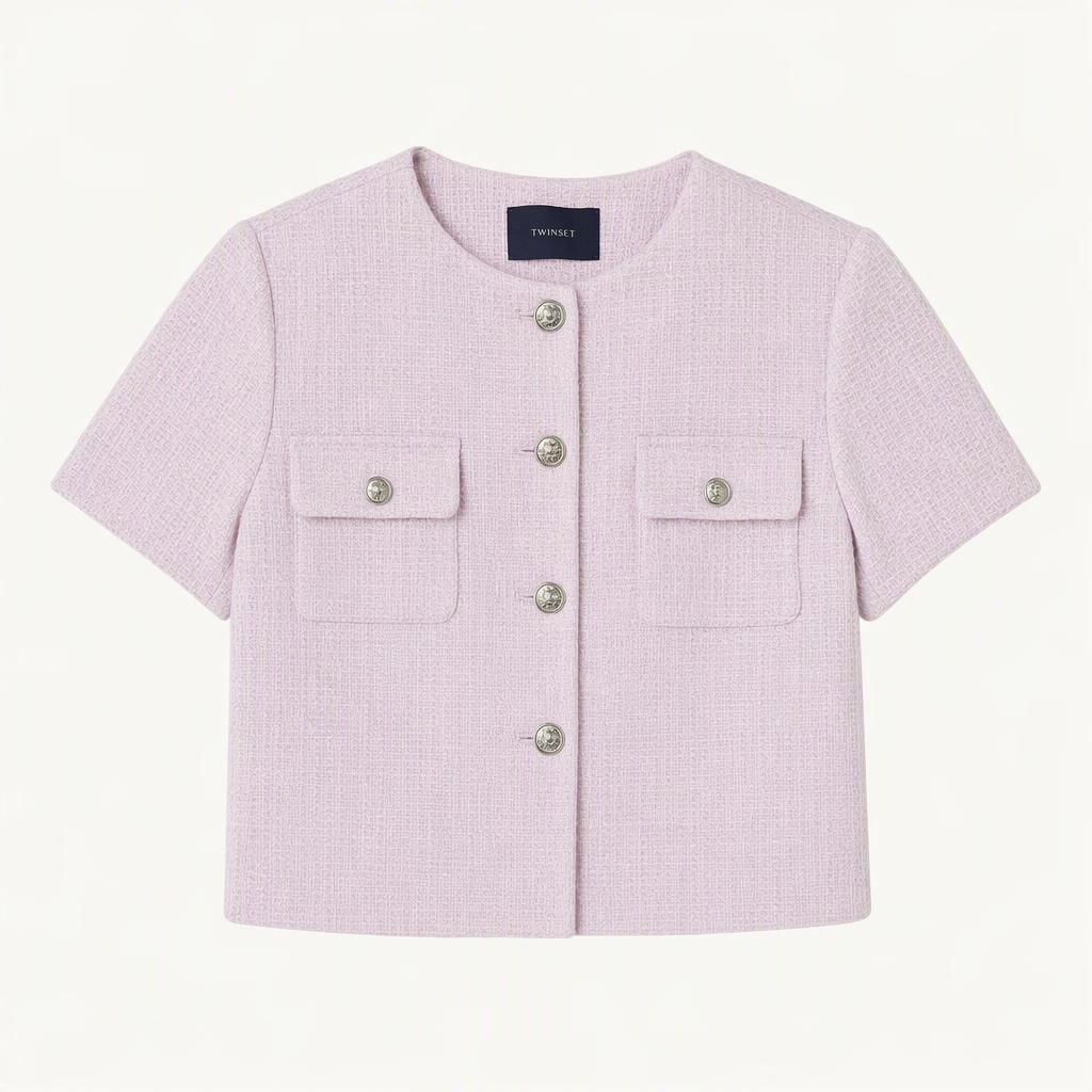 TWINSET 핑크 트위드 반팔 자켓
