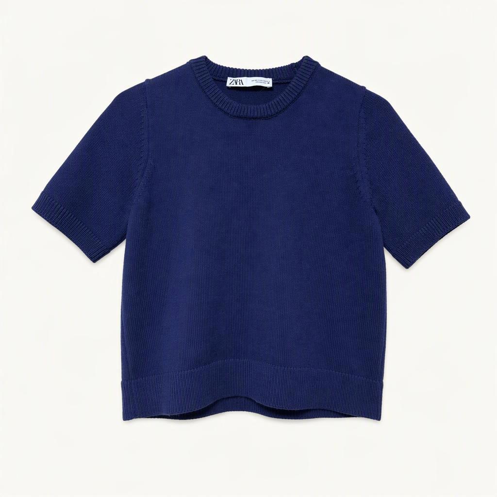 ZARA 네이비 반팔 니트
