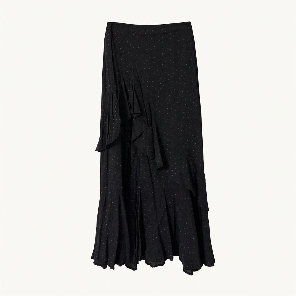 자라 ZARA 도트 프릴 트임 롱스커트