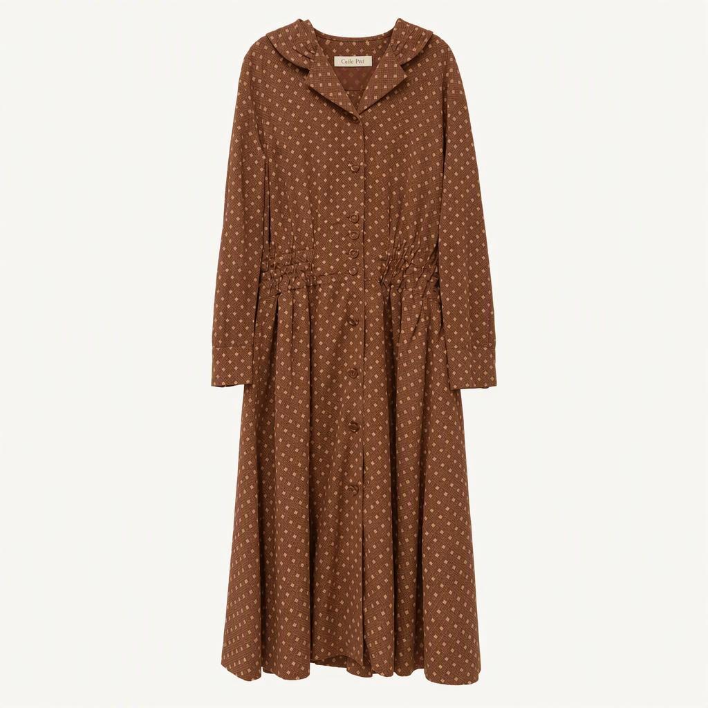Colle Poi 브라운 도트 롱 원피스 55