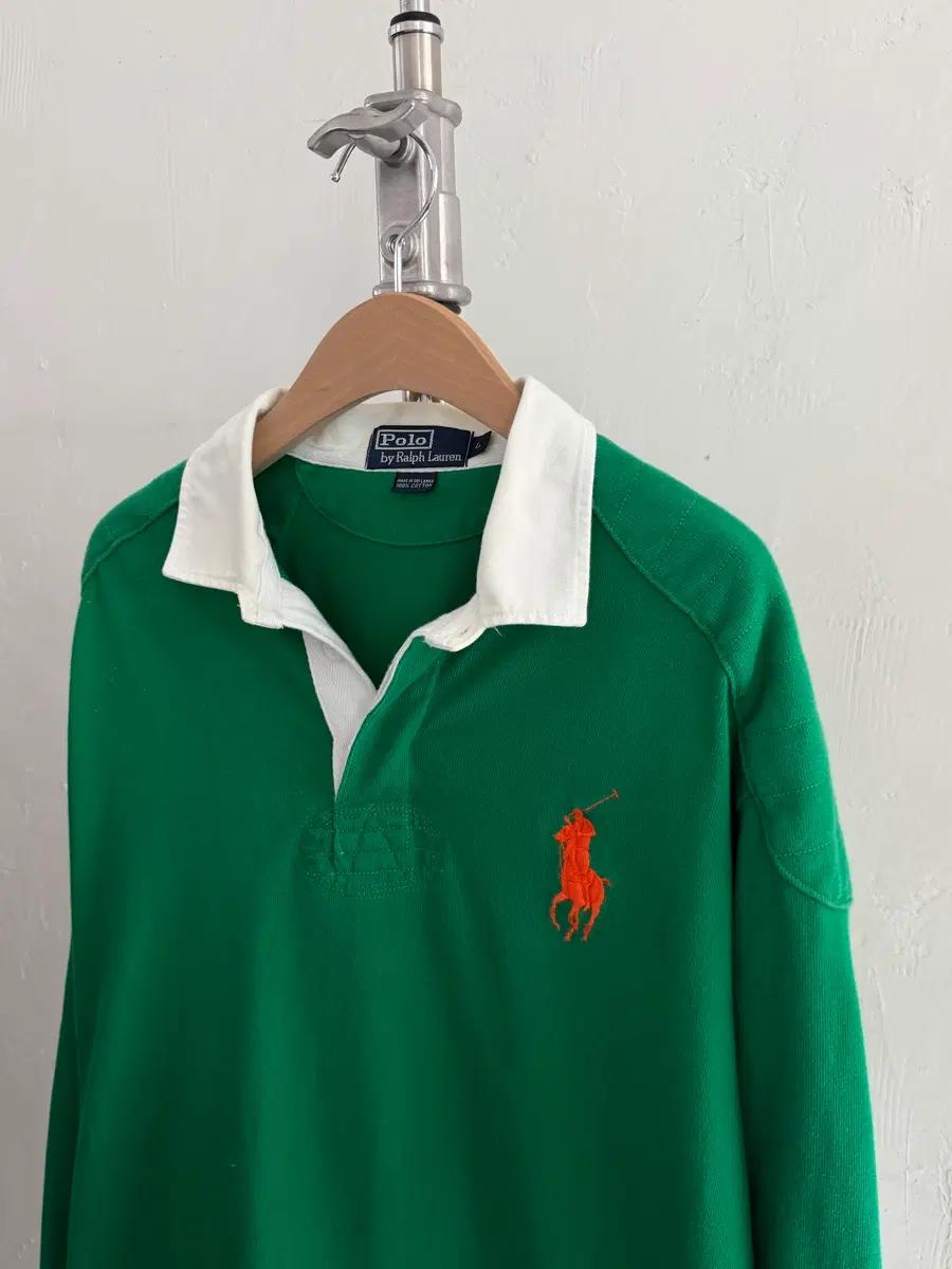 Polo 폴로 랄프로렌 그린 오렌지 빅포니 럭비 셔츠 3