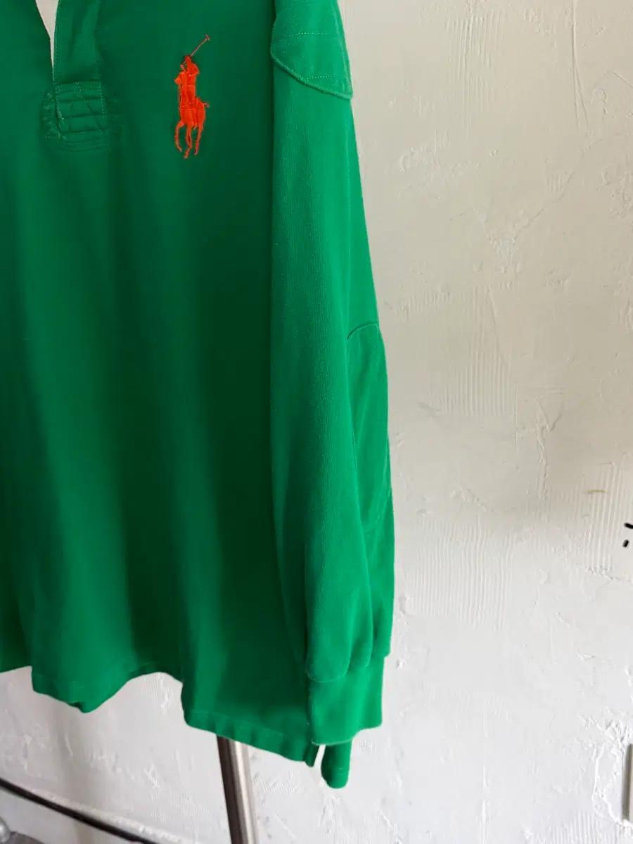Polo 폴로 랄프로렌 그린 오렌지 빅포니 럭비 셔츠 4