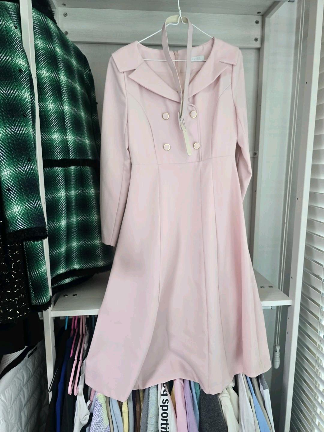 핑크 더블 버튼 원피스 55 2