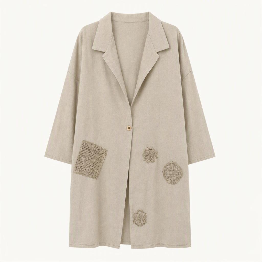 Airplane 빈티지 크로쉐 자수 롱 코트 가디건