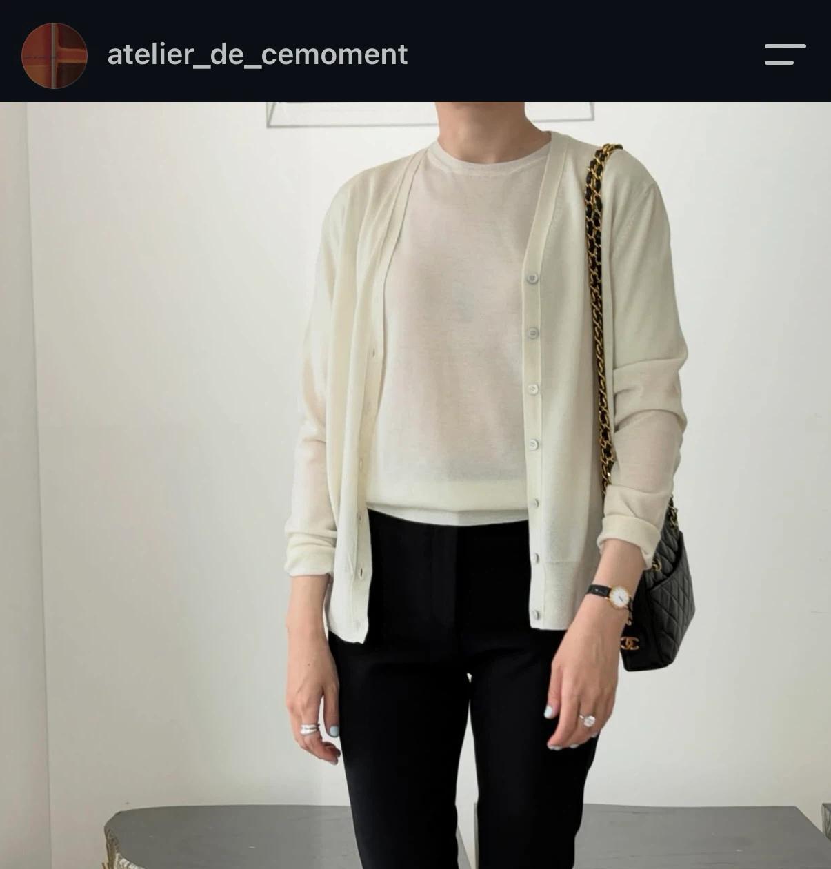 새상품)쎄모먼x스와니에 캐시미어 100% 가디건+반팔 세트 2