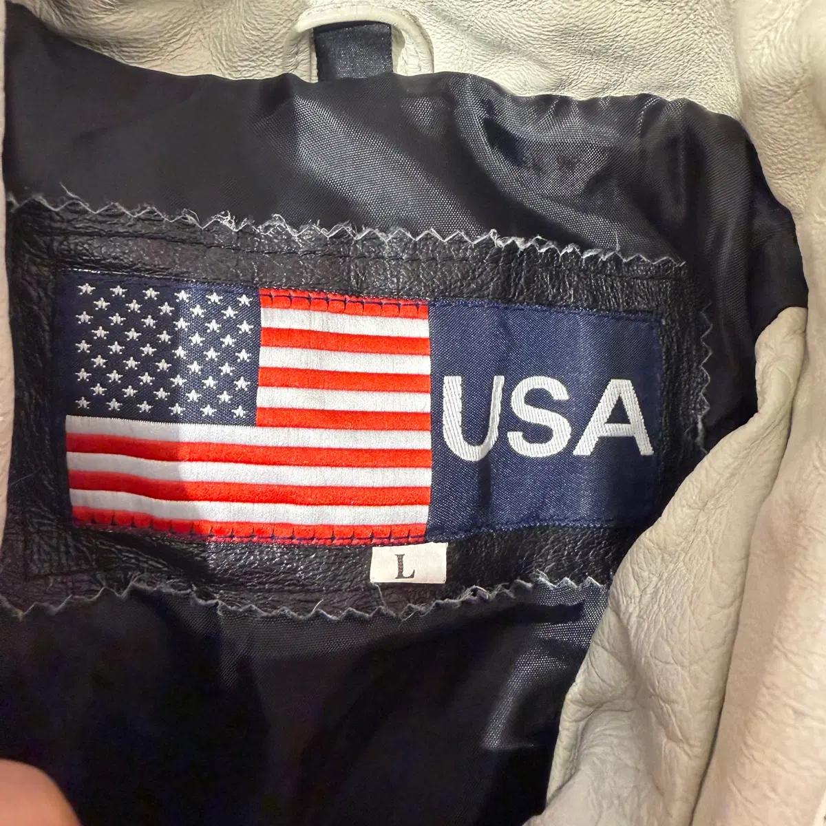 L USA 성조기 레터링 천연 가죽 자켓 5