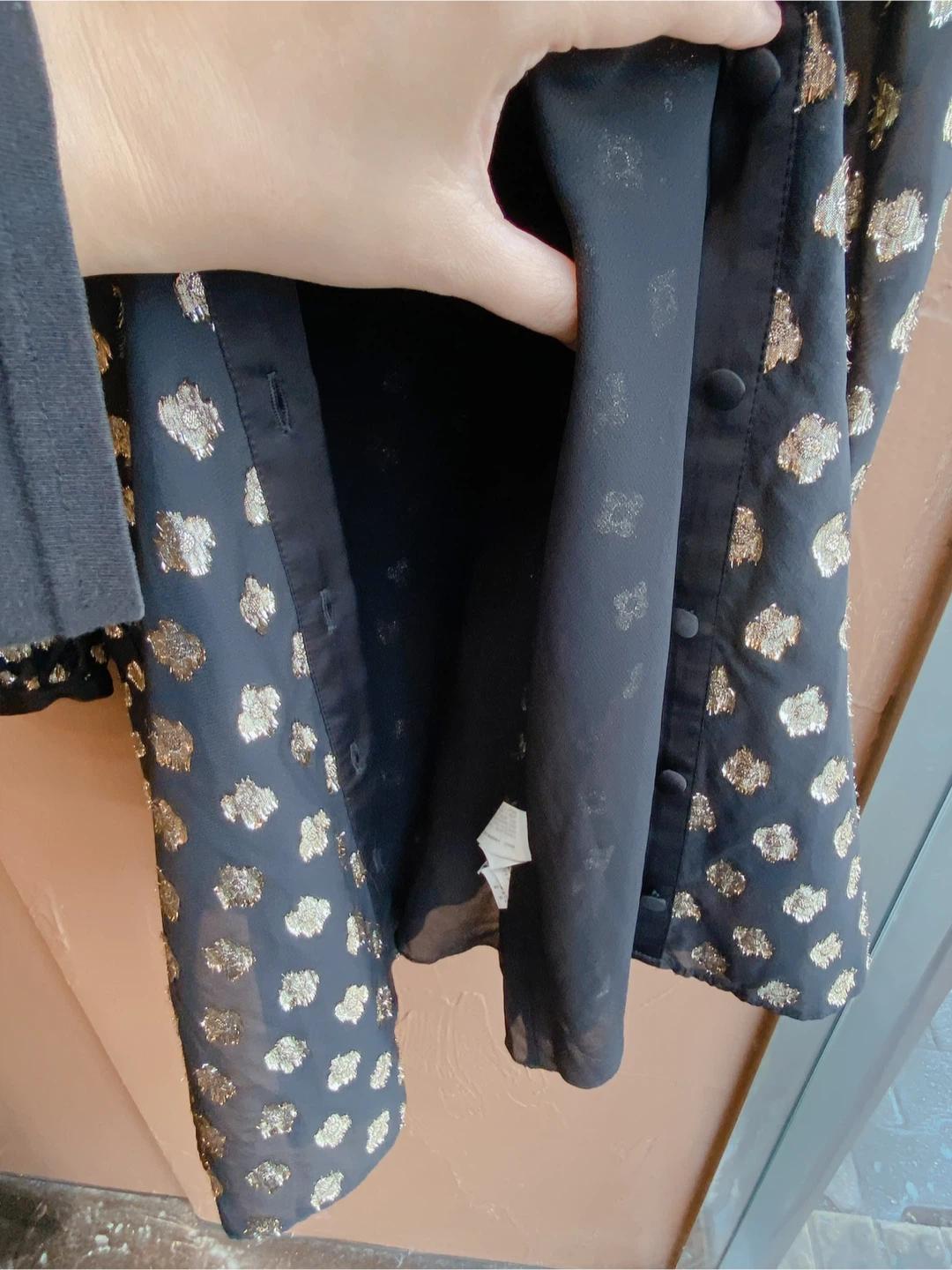 새제품 ZARA 블랙 쉬폰 골드 포일 원피스 3