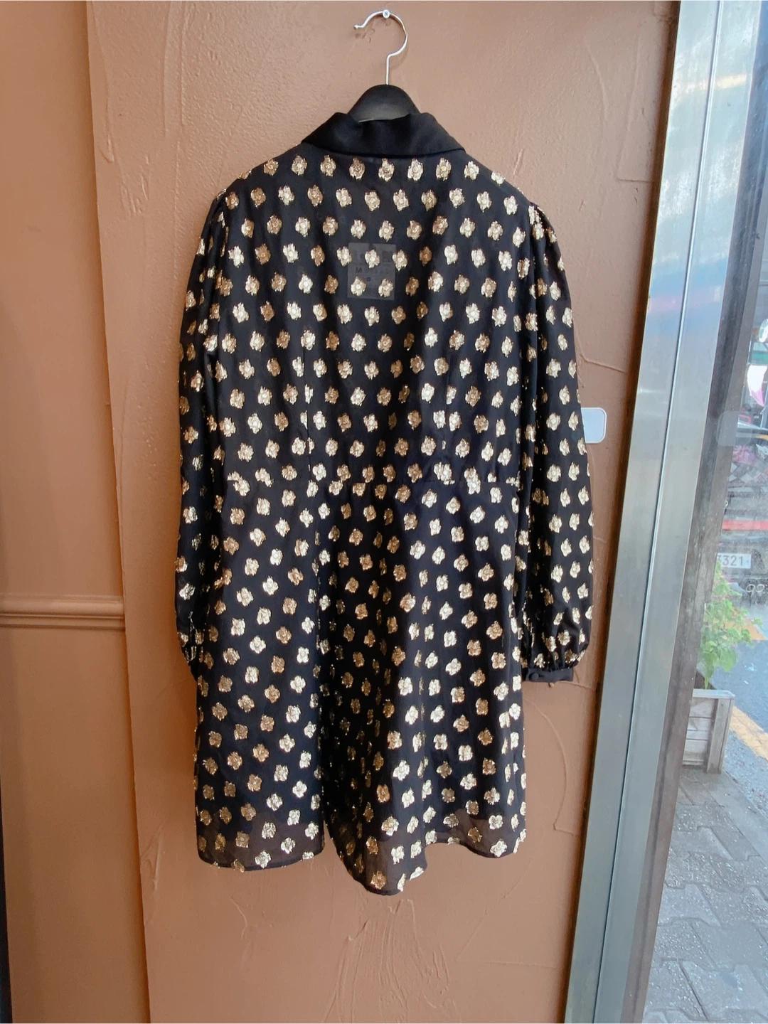 새제품 ZARA 블랙 쉬폰 골드 포일 원피스 9