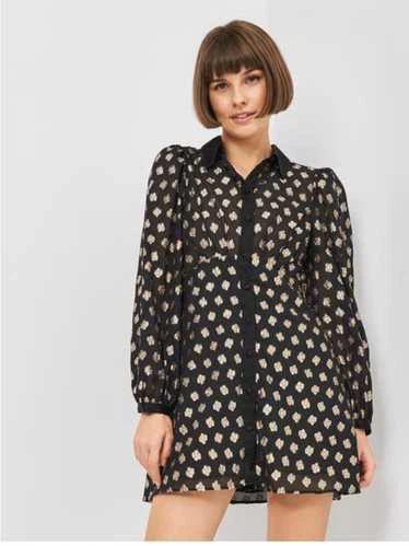 새제품 ZARA 블랙 쉬폰 골드 포일 원피스 7