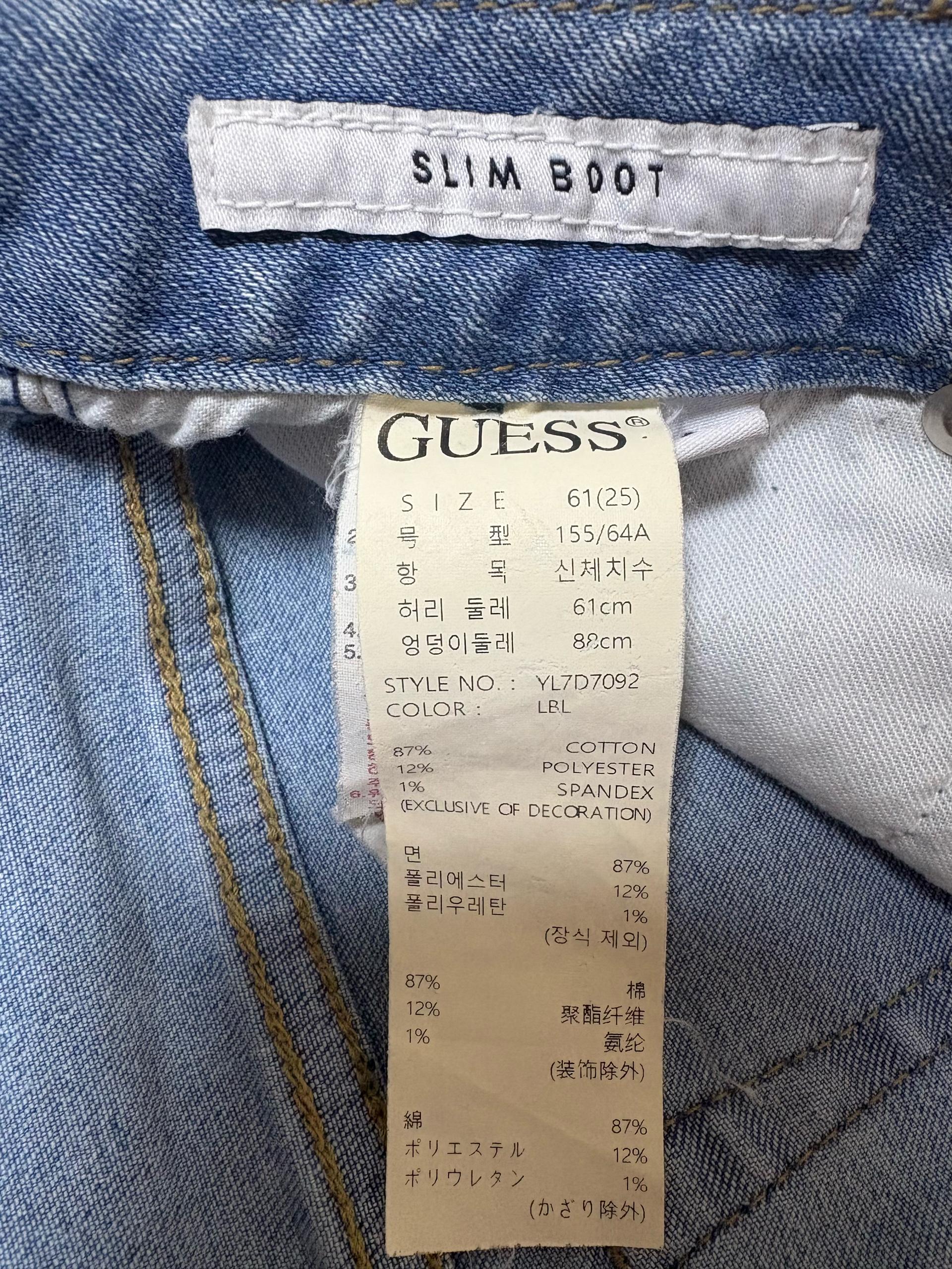 게스 레터링 슬림 부츠컷 데님 팬츠 4