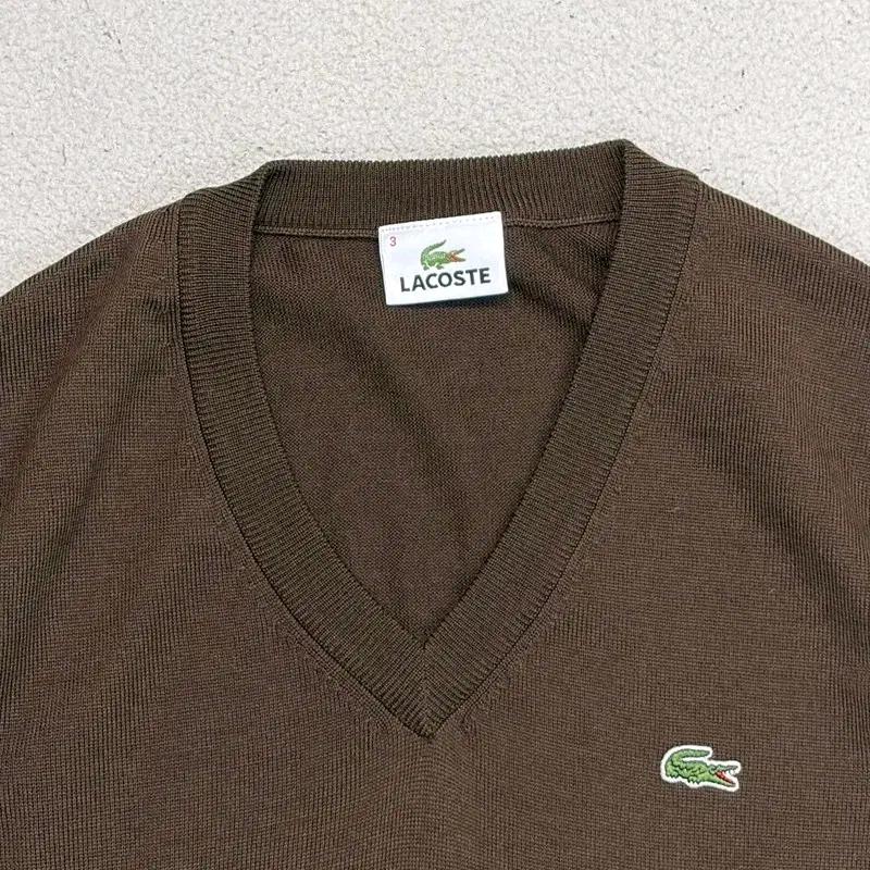 LACOSTE 브이넥 니트 베스트 브라운 3 3
