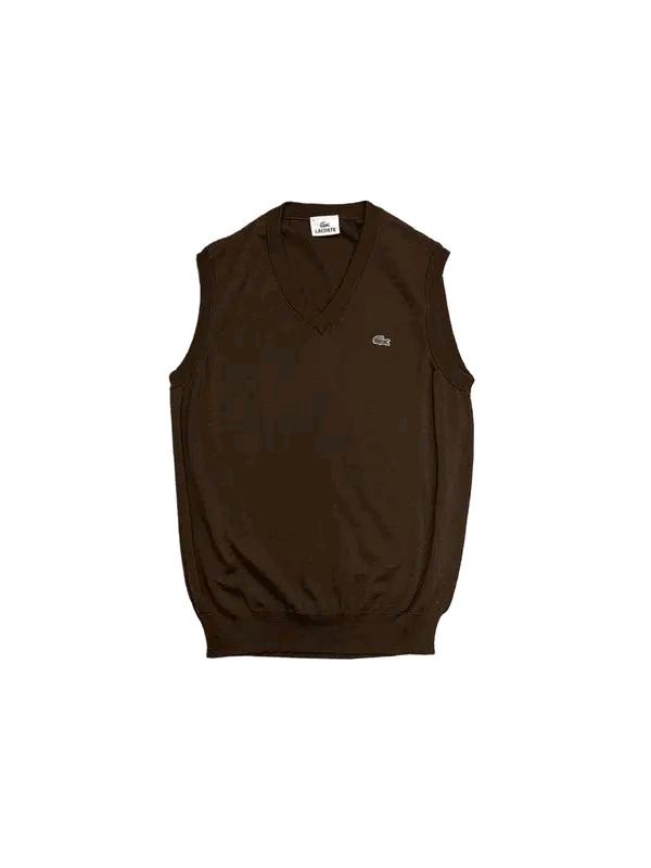 LACOSTE 브이넥 니트 베스트 브라운 3 2