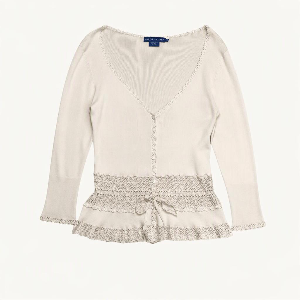 RALPH LAUREN 크로셰 브이넥 가디건 M