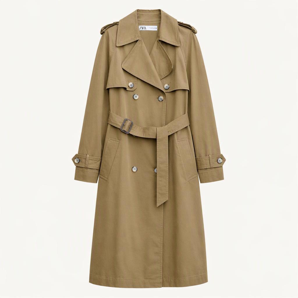 새제품 ZARA 자라 카키 롱 트렌치 코트