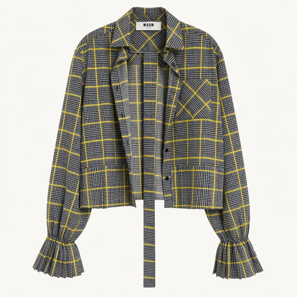 MSGM 옐로우 체크 셔츠 재킷