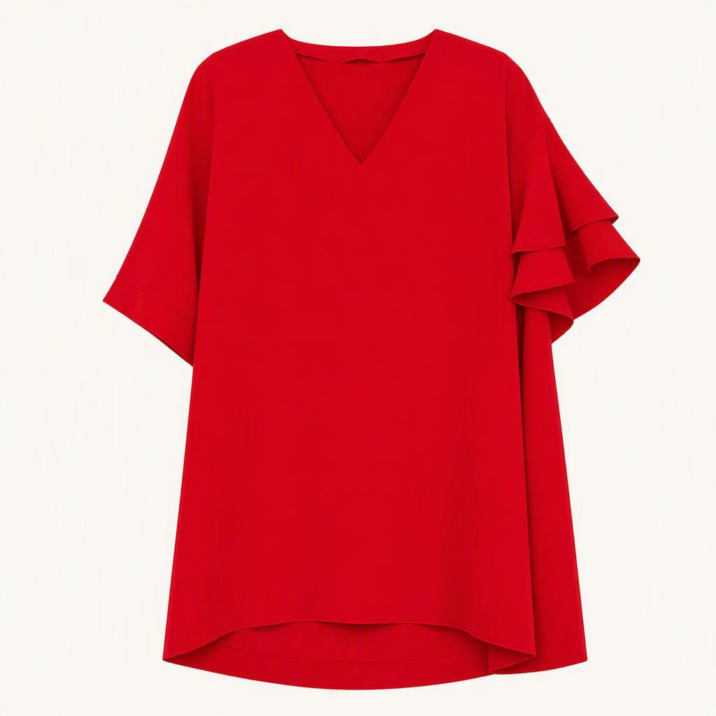 SISLEY 시슬리 레드 러플 블라우스 42