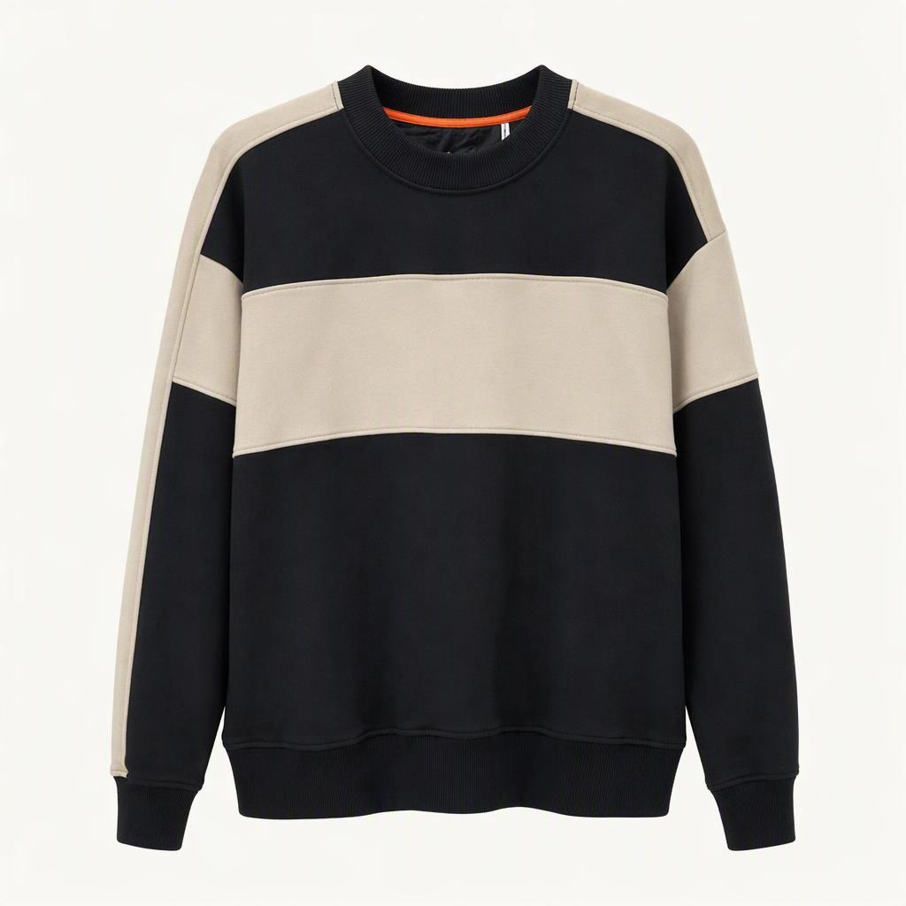 무스너클 슬리브 레터링 배색 맨투맨 블랙 M