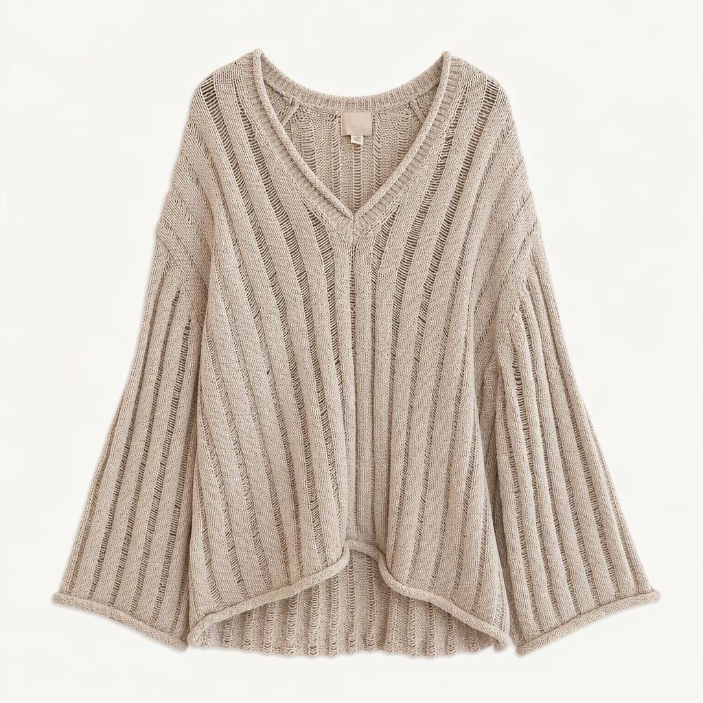 [미착용] H&M 에이치앤엠 브이넥 루즈핏 니트 베이지