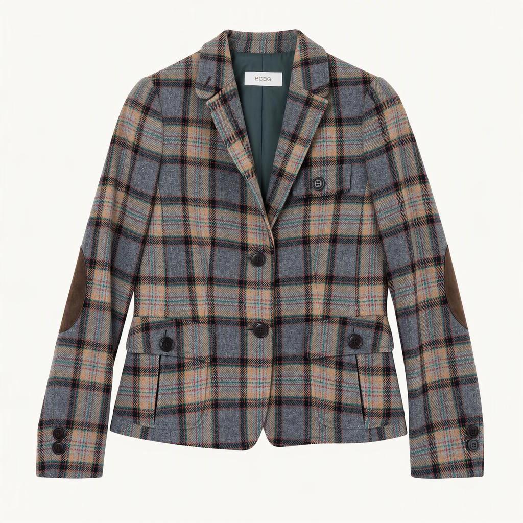 BCBG 체크 울 블레이저 자켓