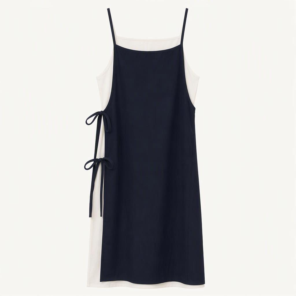 [미착용] 사이드 리본 레이어드 롱 원피스