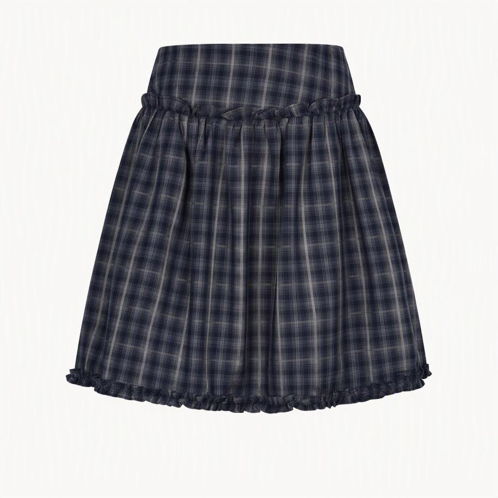 Memory Frill Midi Skirt (Navy)