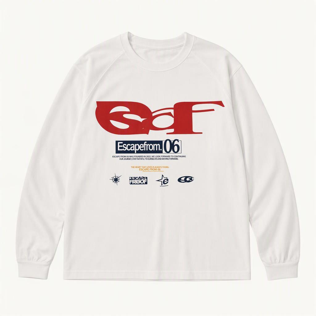 이스케이프프롬 레드 ESCF 롱슬리브 화이트